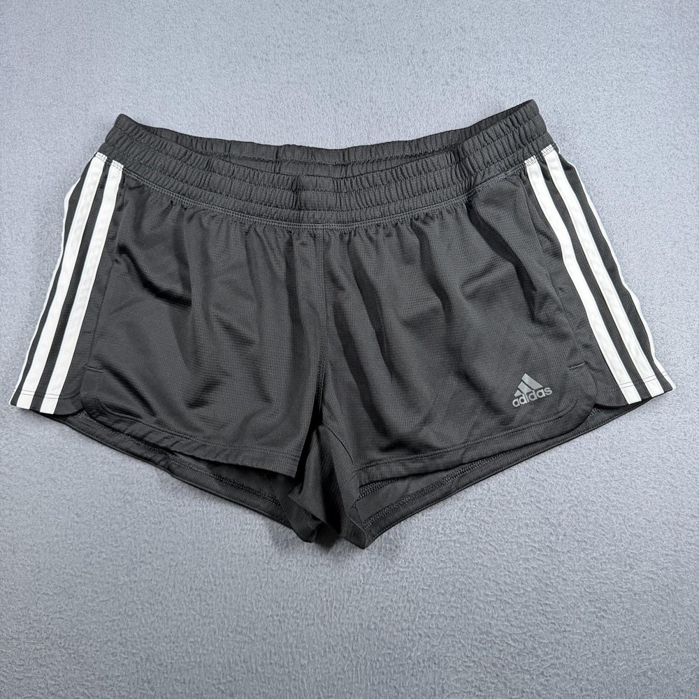 Adidas Running Shorts Womens Medium Black 3 Stripes Mesh Elastic Waist